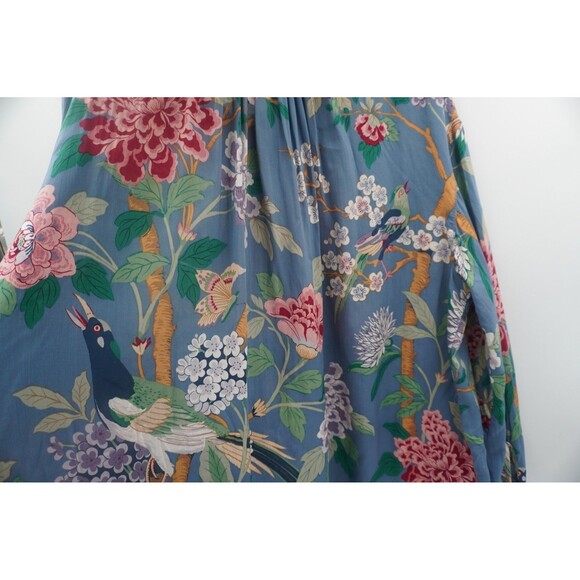 H&M GP & J Baker Peacock Floral Blouse Tunic Top Blue Multi-Color Blouse Size 12 - Picture 6 of 9
